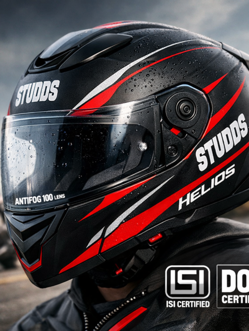 STUDDS Helios helmet close-up shot